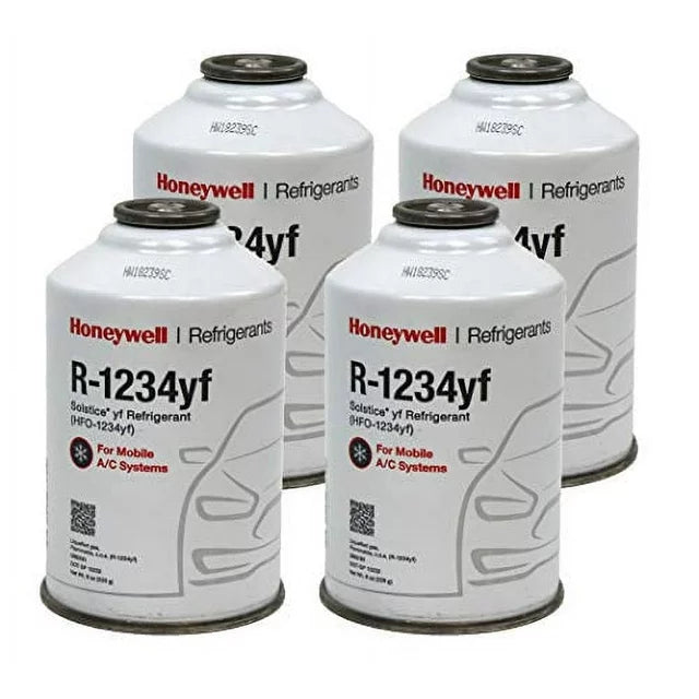 Honeywell R-1234yf Refrigerant – 4 Cans (111111Each) with HD Brass Can Tap – Made in USA